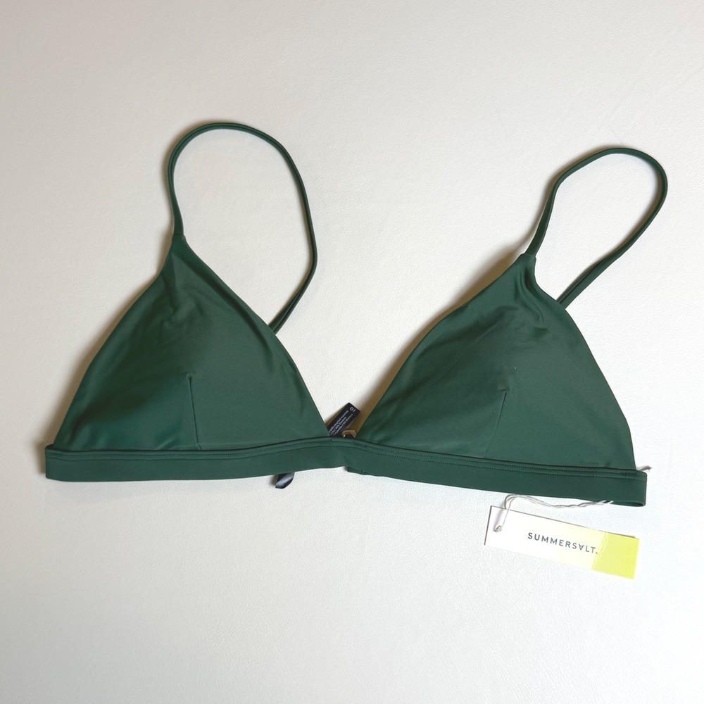 Summersalt Triangle Bikini Top Olive Green Size 10 NWT Sustainable Minimalist